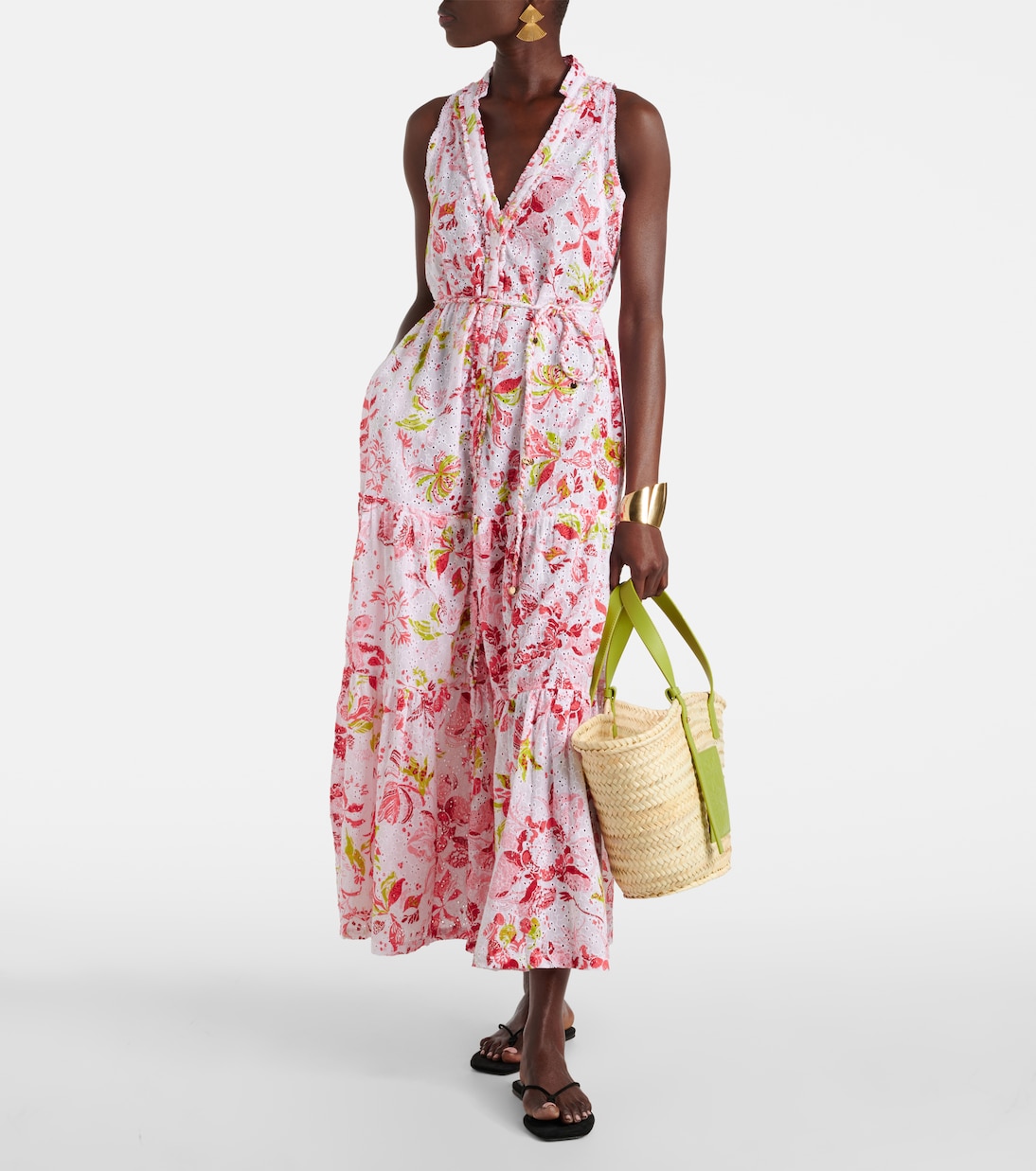 Robe longue Nana en coton à fleurs | Poupette St Barth