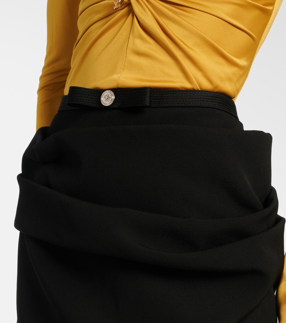 Draped virgin wool gabardine miniskirt | Versace