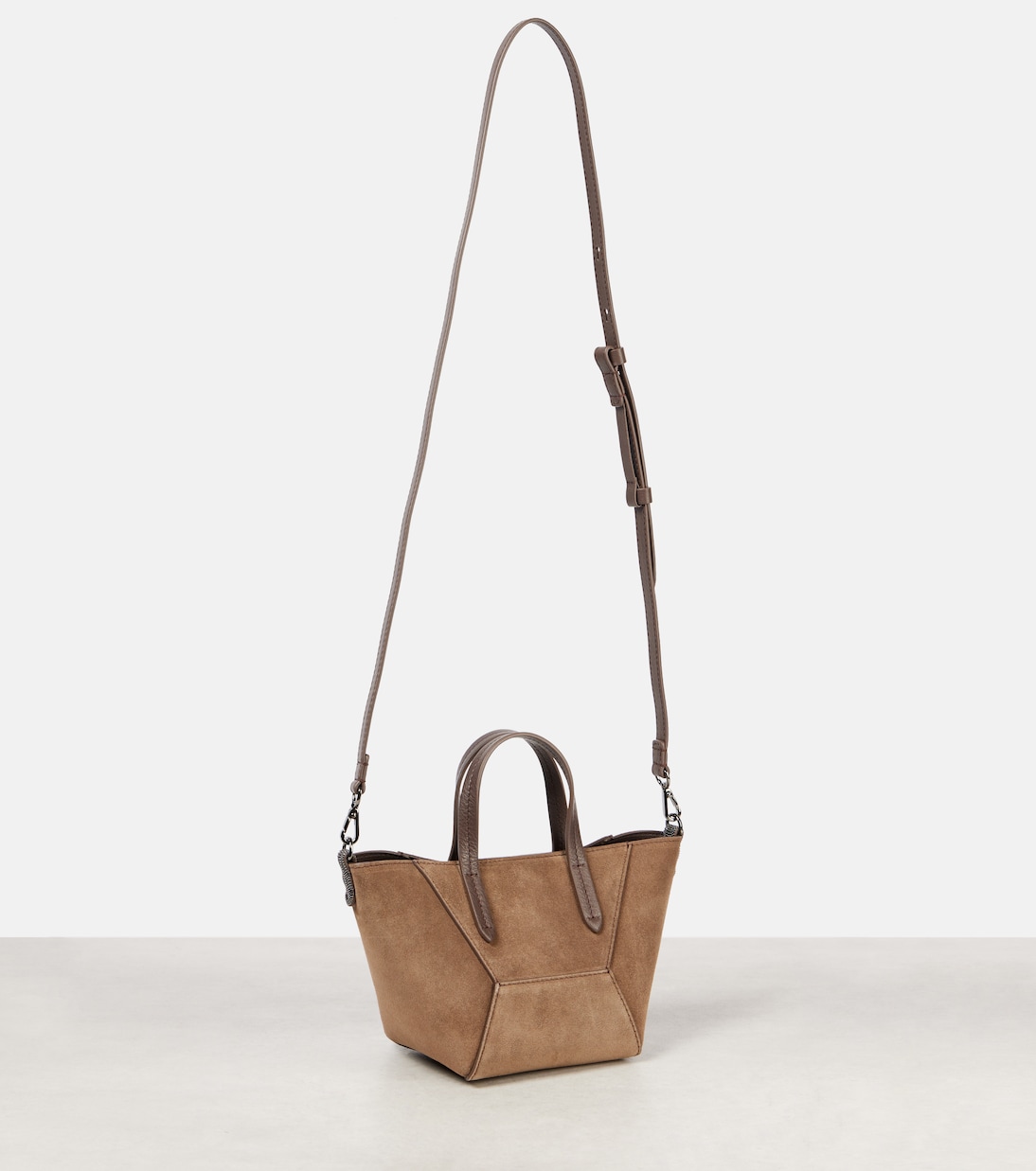 BC Duo Mini Monili suede tote bag | Brunello Cucinelli