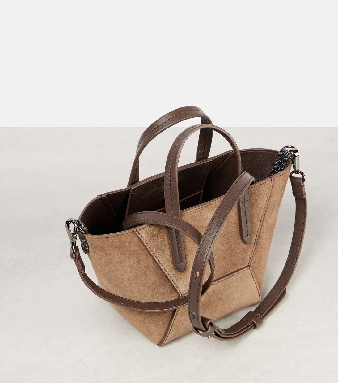 BC Duo Mini Monili suede tote bag | Brunello Cucinelli