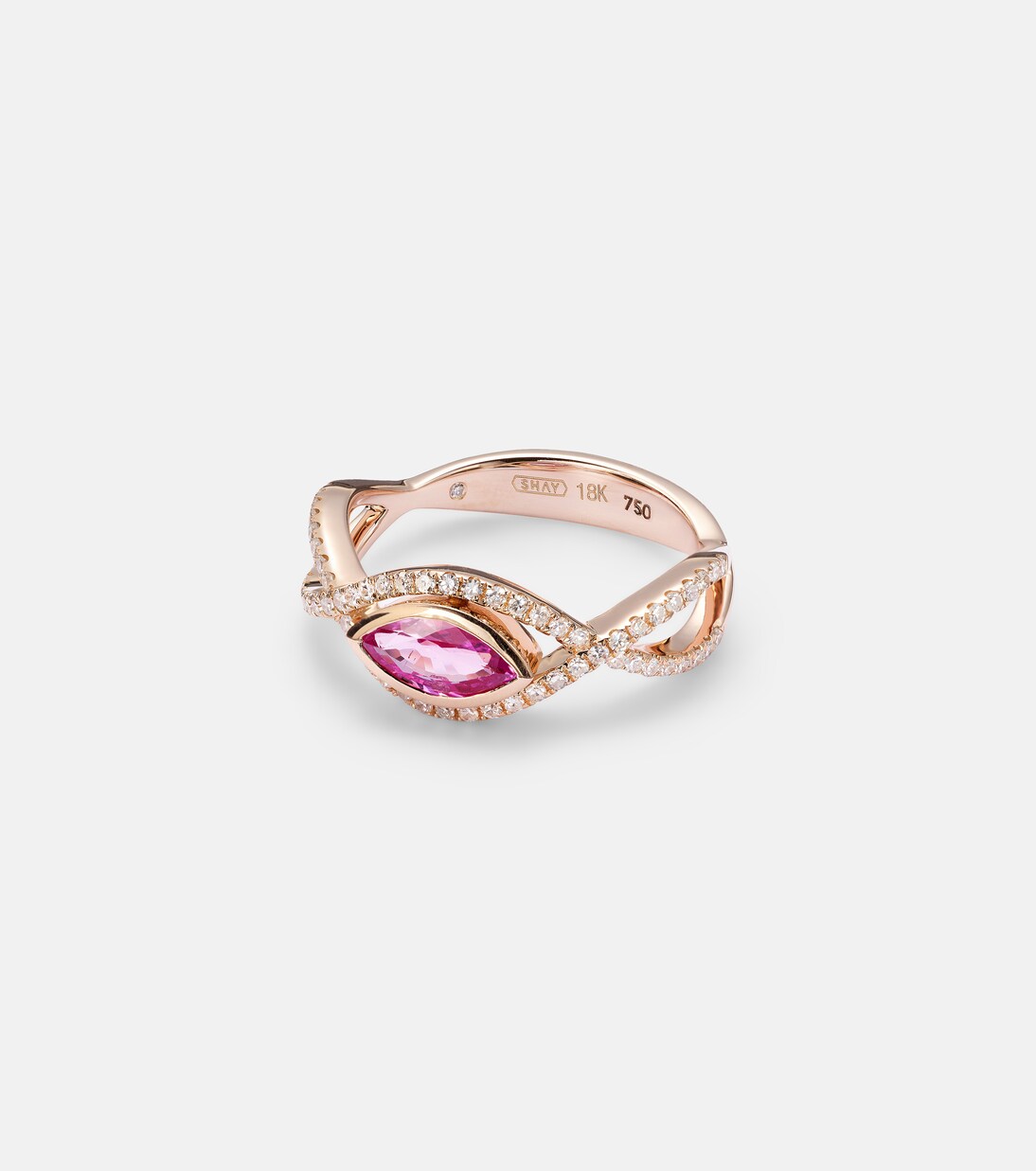 Anello in oro rosa 18kt con zaffiro e diamanti | Shay Jewelry