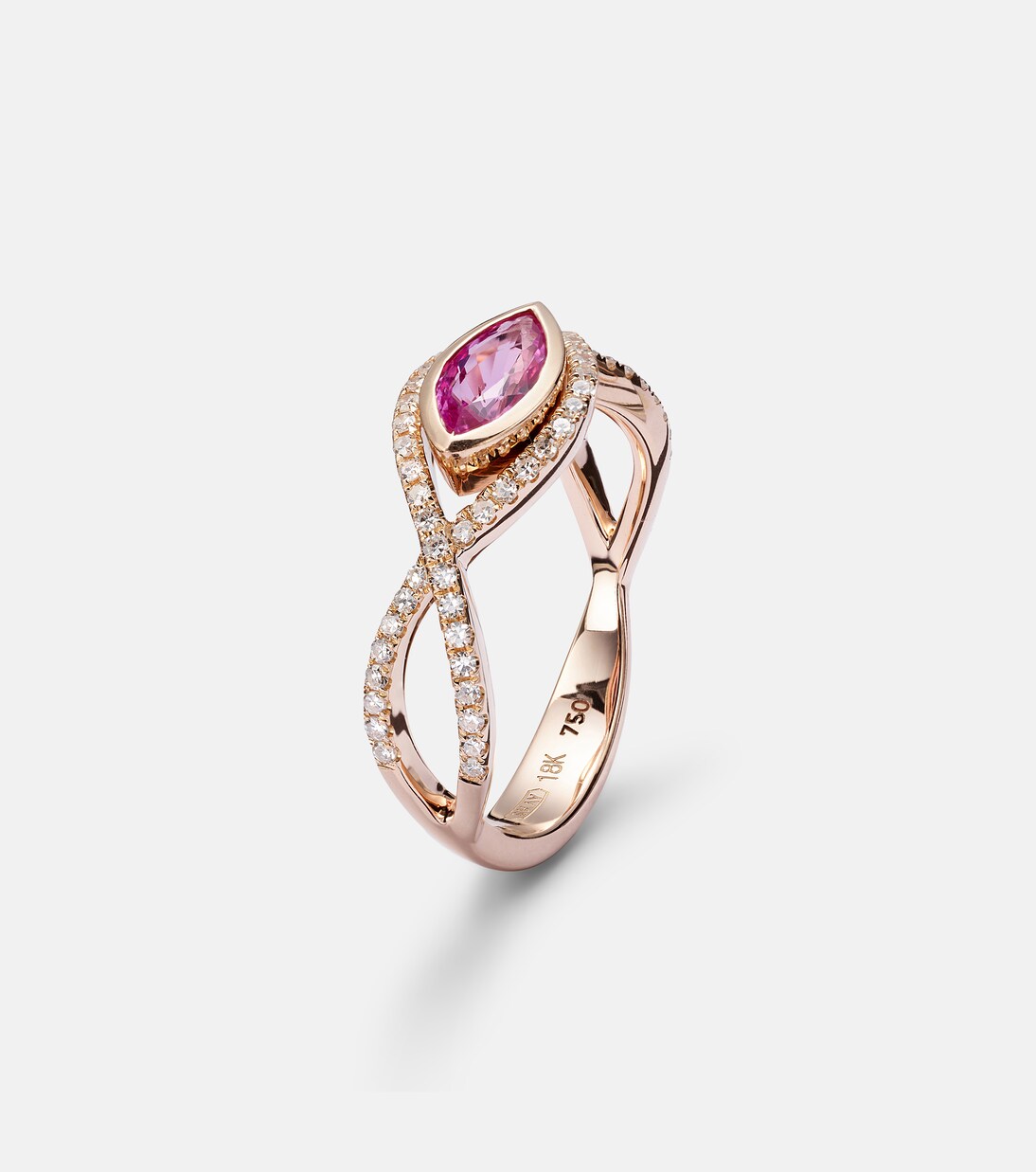 Anello in oro rosa 18kt con zaffiro e diamanti | Shay Jewelry