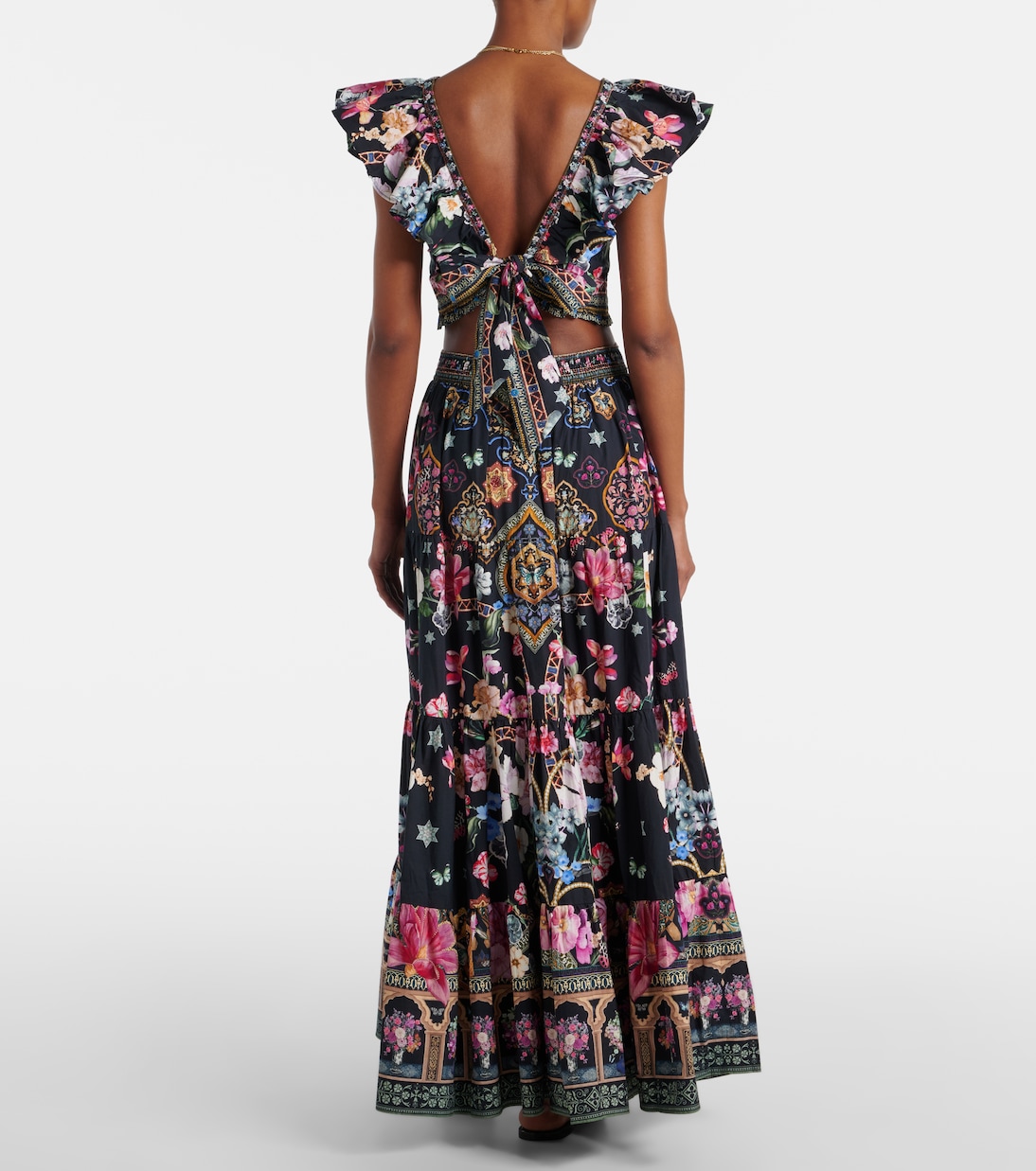 Maxirock aus Popeline mit Kristallen | Camilla