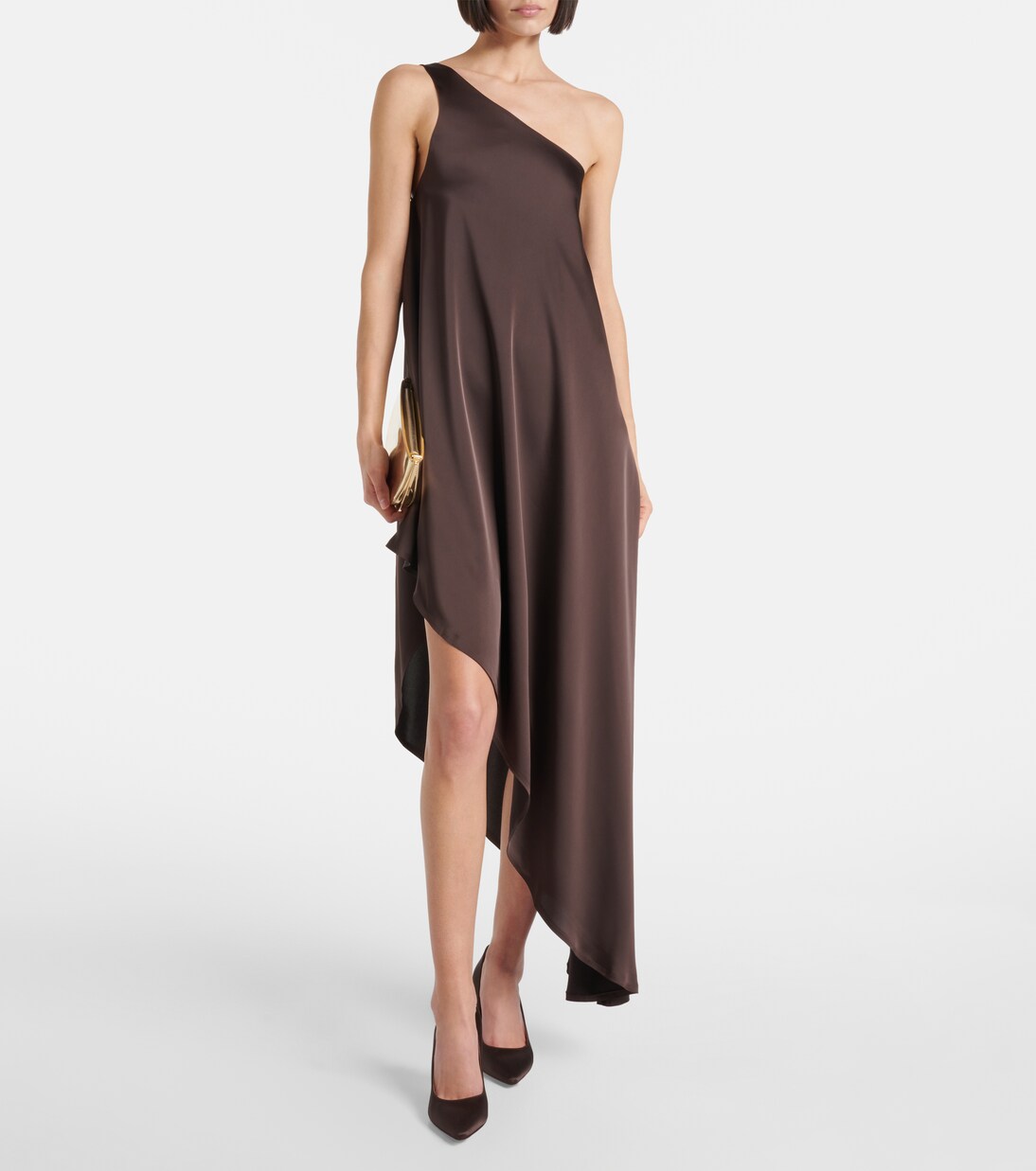 One-shoulder satin midi dress | Norma Kamali