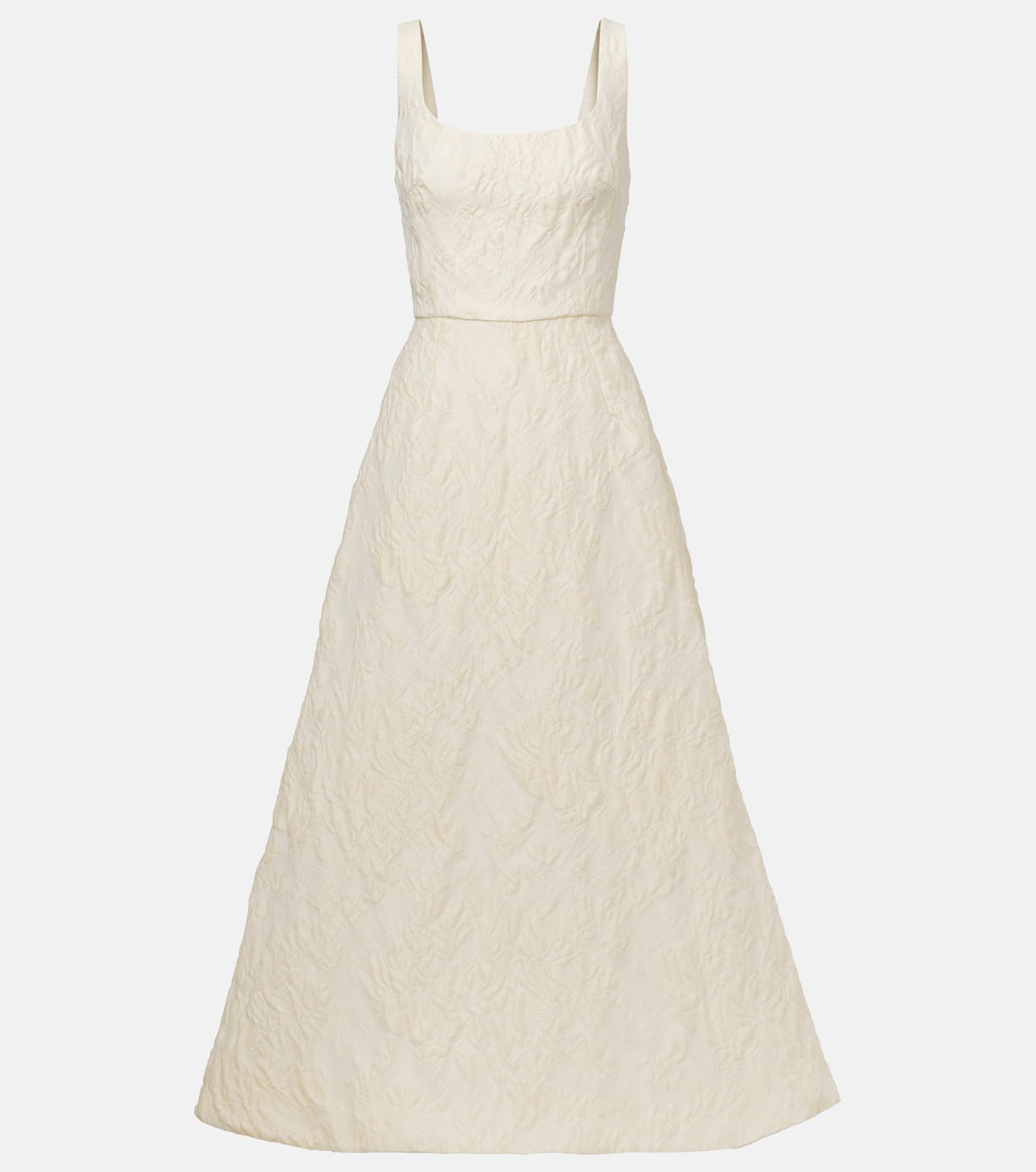 Robe longue en jacquard à fleurs | Monique Lhuillier