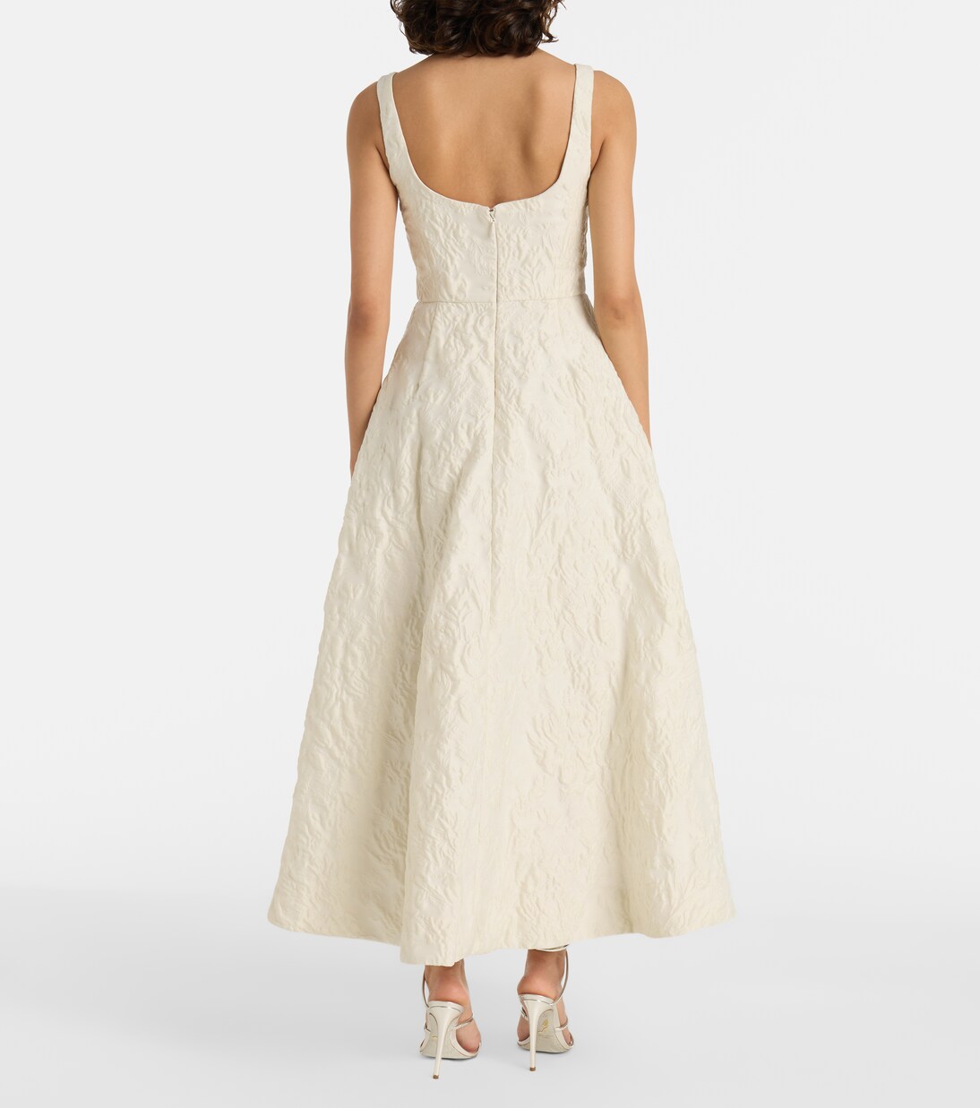 Robe longue en jacquard à fleurs | Monique Lhuillier