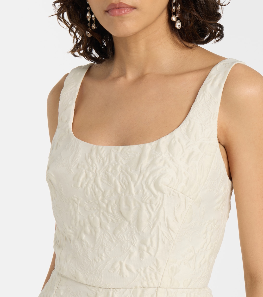 Robe longue en jacquard à fleurs | Monique Lhuillier