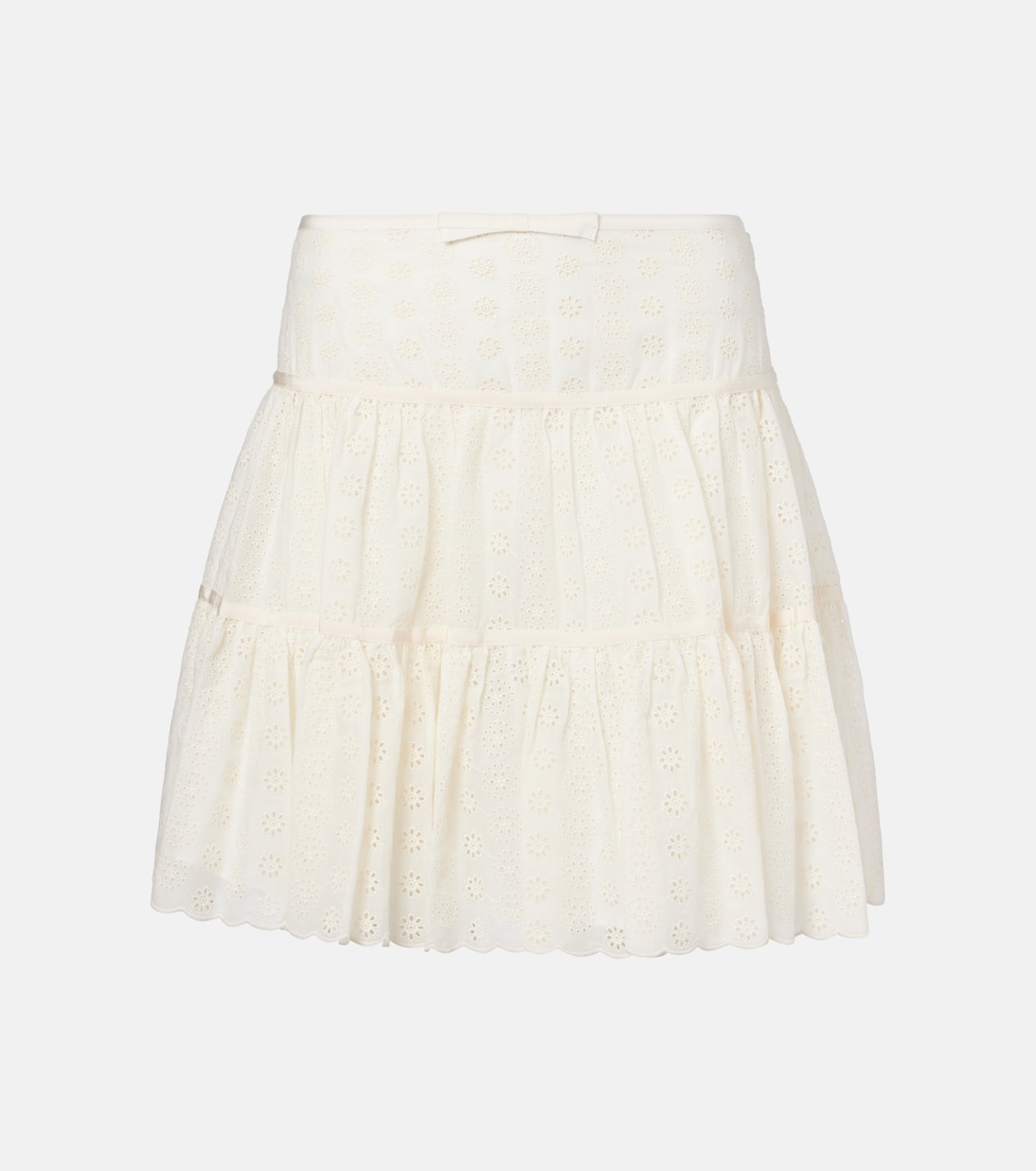 Tiered cotton lace miniskirt | Valentino