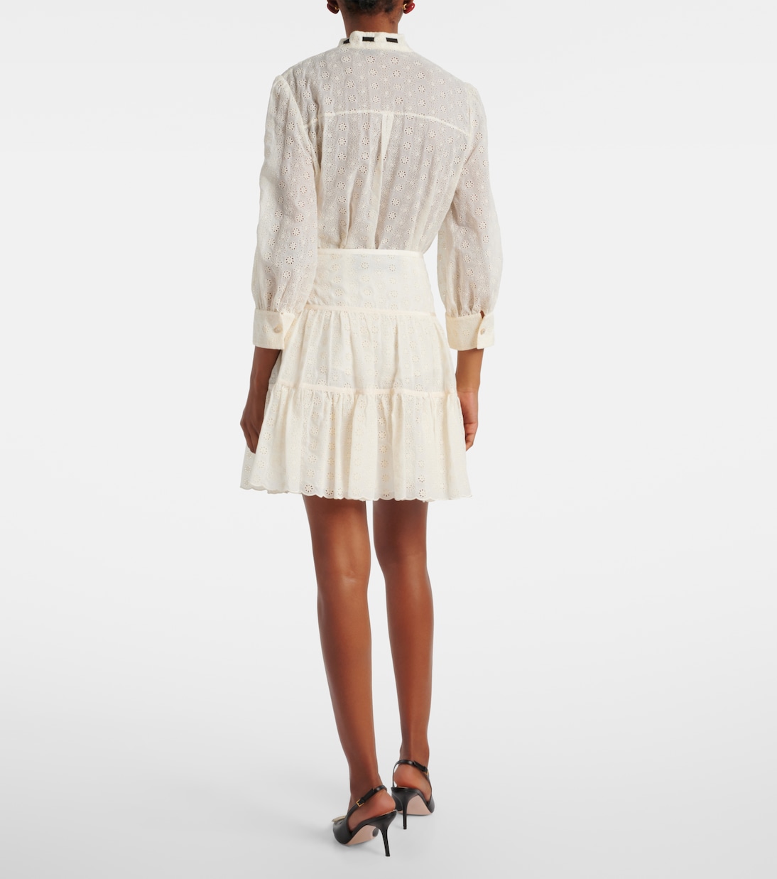 Tiered cotton lace miniskirt | Valentino