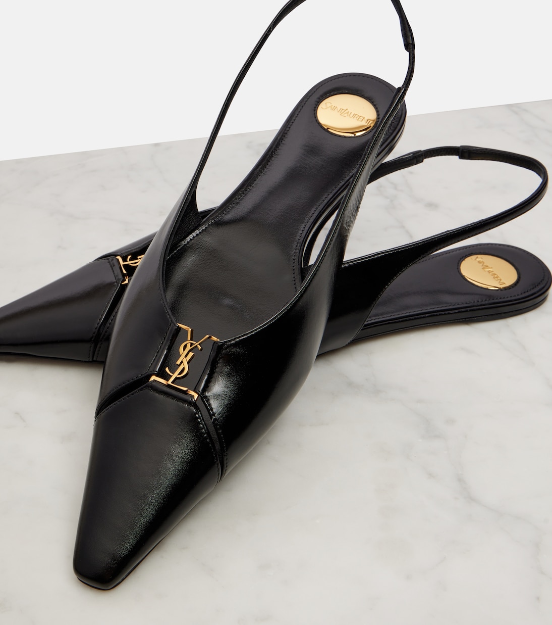Babylone leather slingback flats | Saint Laurent