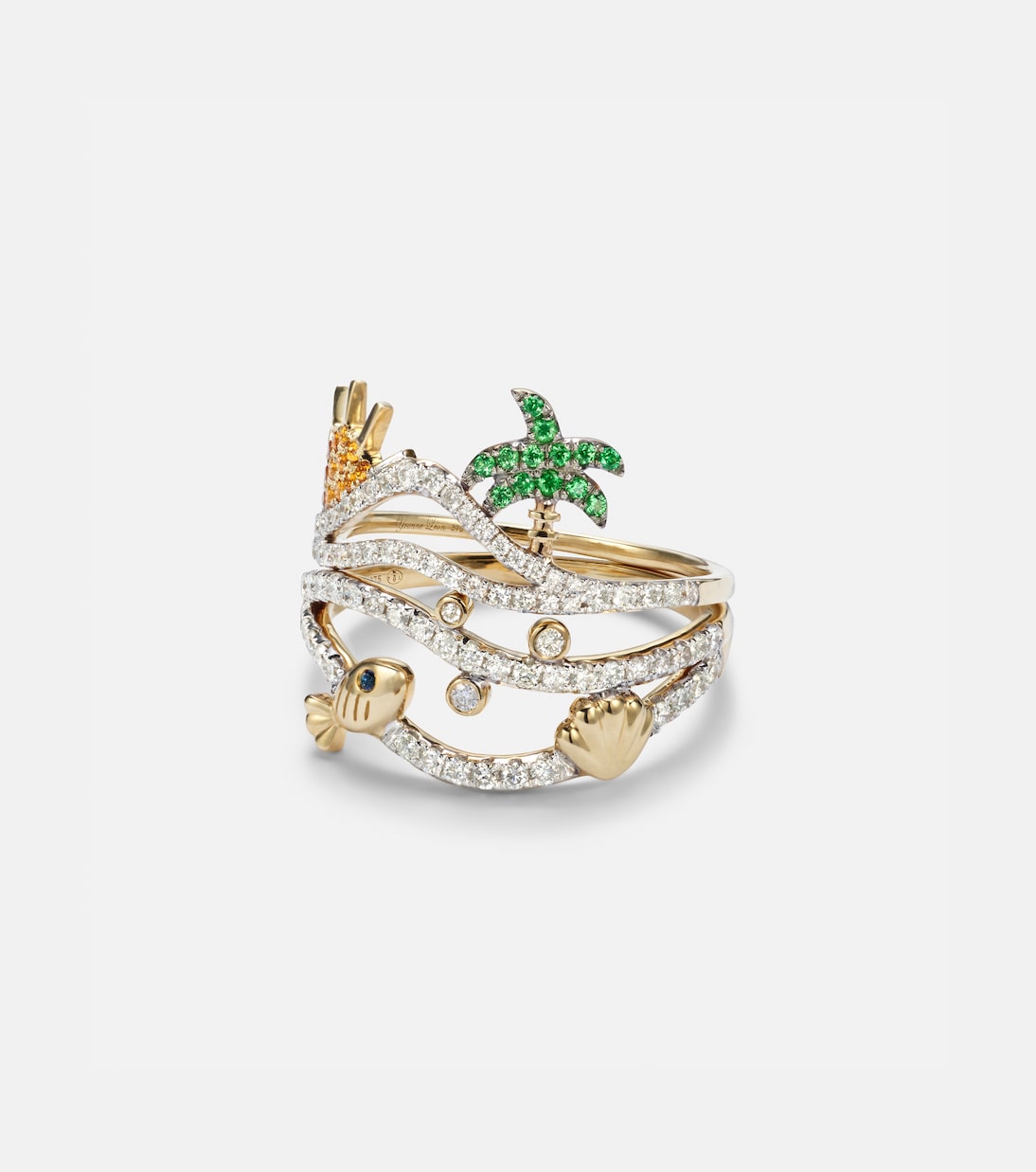 Set de 2 bagues La Plage et Sous L'Eau en or 9 ct et pierres précieuses | Yvonne Léon