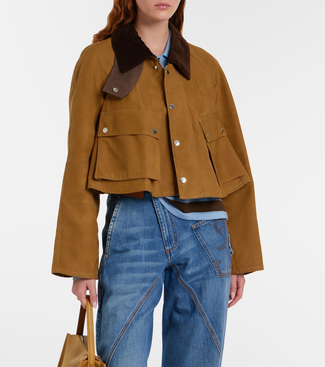 Corduroy-trimmed cropped cotton jacket | JW Anderson