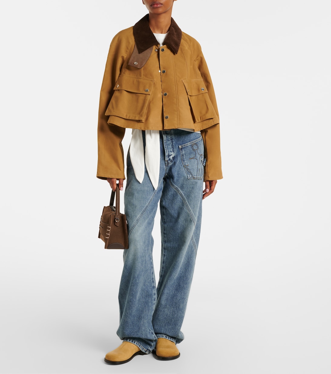 Corduroy-trimmed cropped cotton jacket | JW Anderson