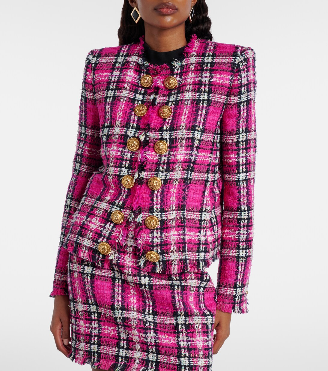 Checked cotton and wool-blend tweed jacket | Balmain