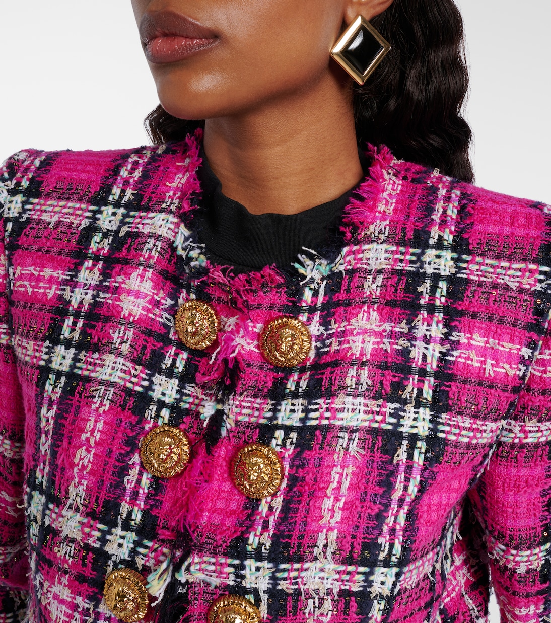 Checked cotton and wool-blend tweed jacket | Balmain