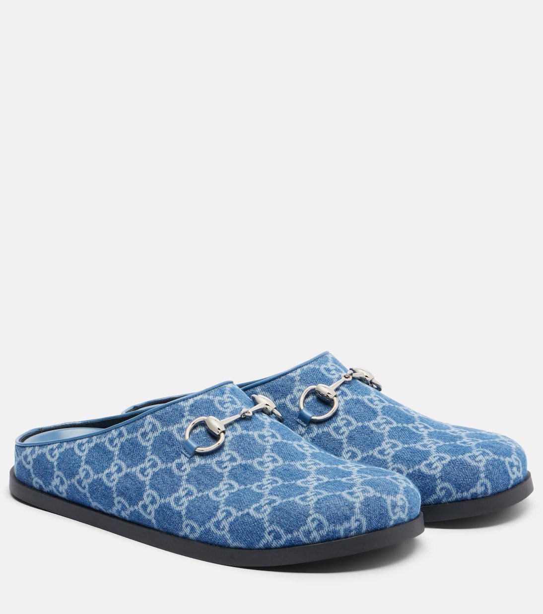 Horsebit GG denim mules | Gucci