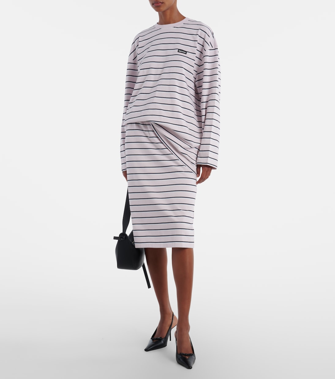 Jupe crayon Sasseline rayée en coton | Rotate