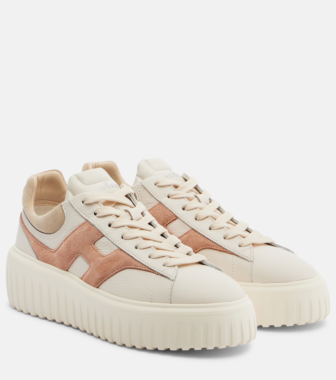 H-Stripes leather and suede sneakers | Hogan