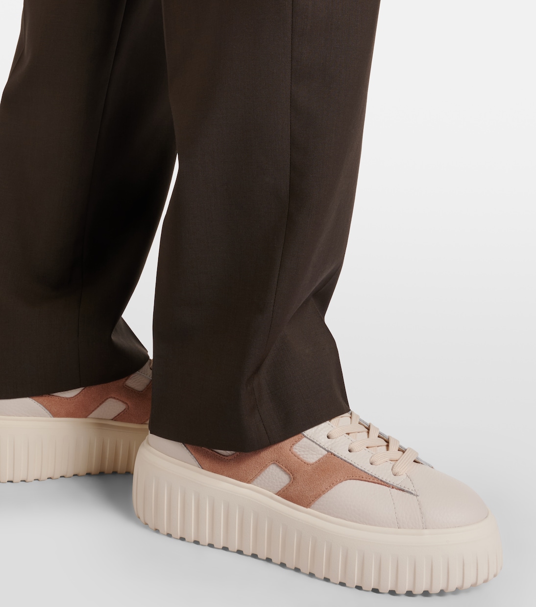 H-Stripes leather and suede sneakers | Hogan