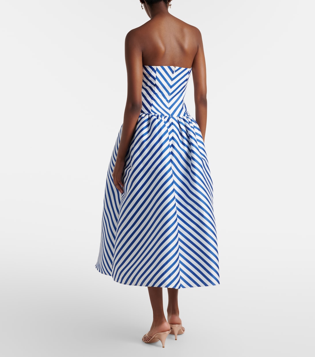 Striped taffeta bustier dress | Self-Portrait