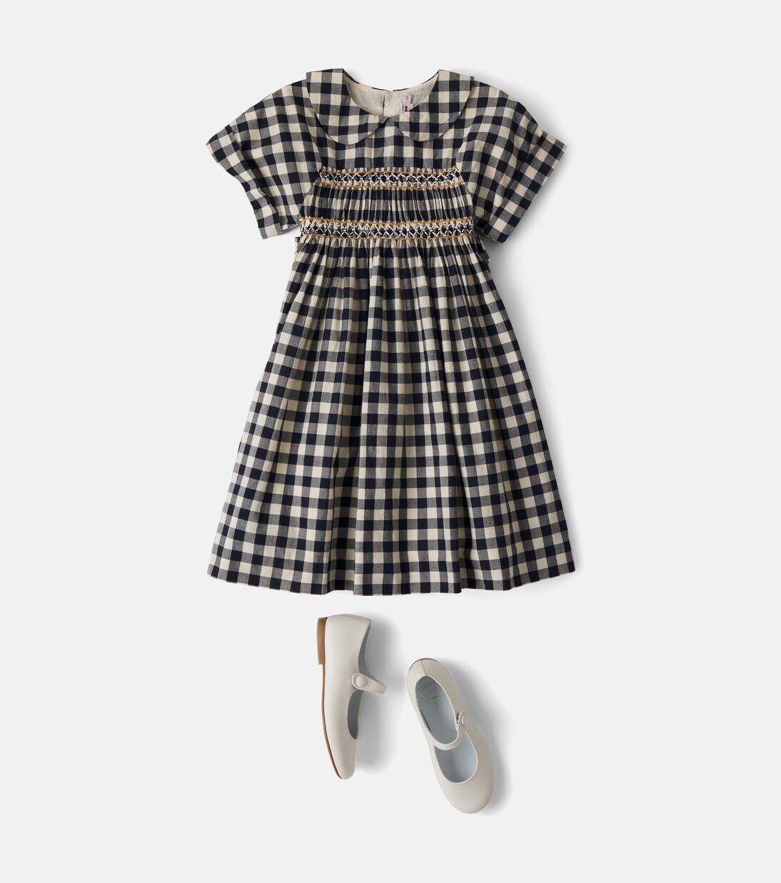 Lelou gingham cotton dress | Bonpoint