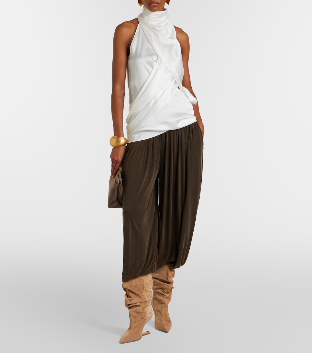Draped halterneck silk top | Balmain