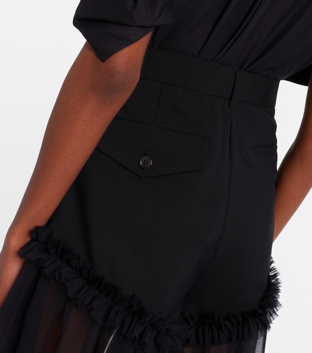 Shorts aus Wolle mit Tüll | Noir Kei Ninomiya