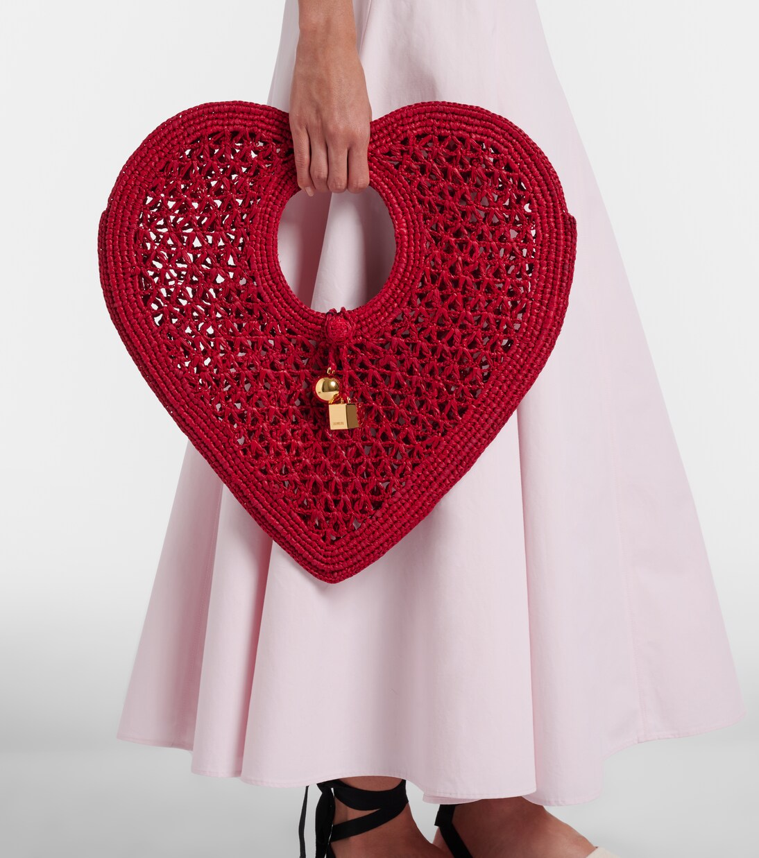 Spiaggia Cœur Small raffia top-handle bag | Jacquemus