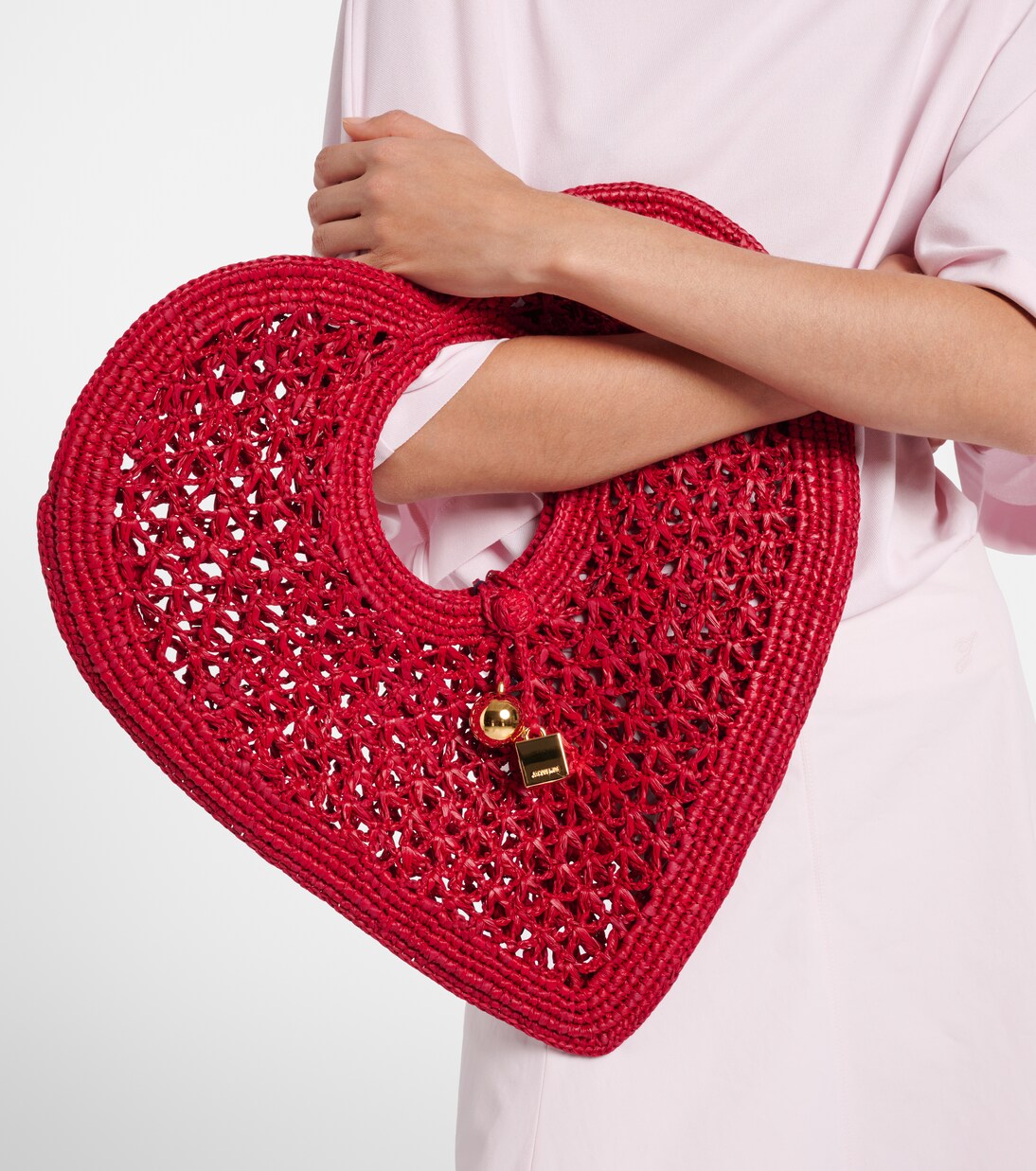 Spiaggia Cœur Small raffia top-handle bag | Jacquemus