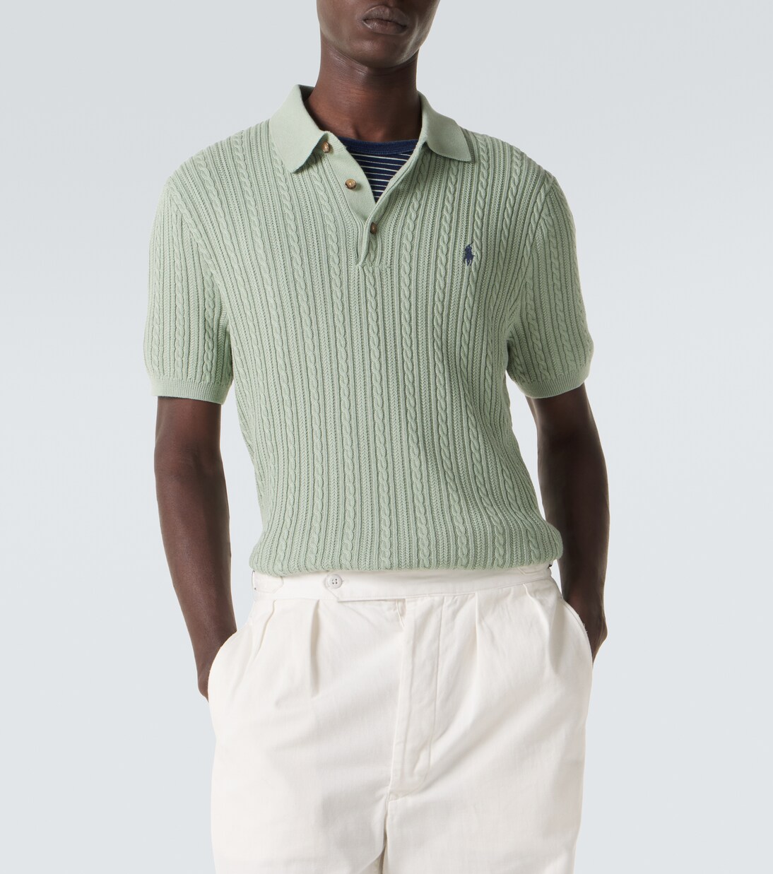 Cable-knit cotton polo shirt | Polo Ralph Lauren