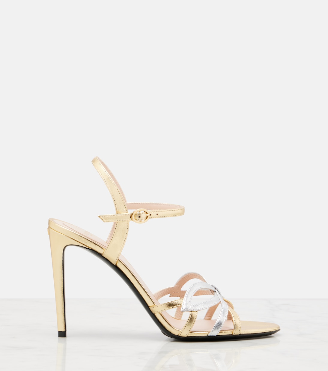 Bow metallic leather sandals  | Valentino Garavani
