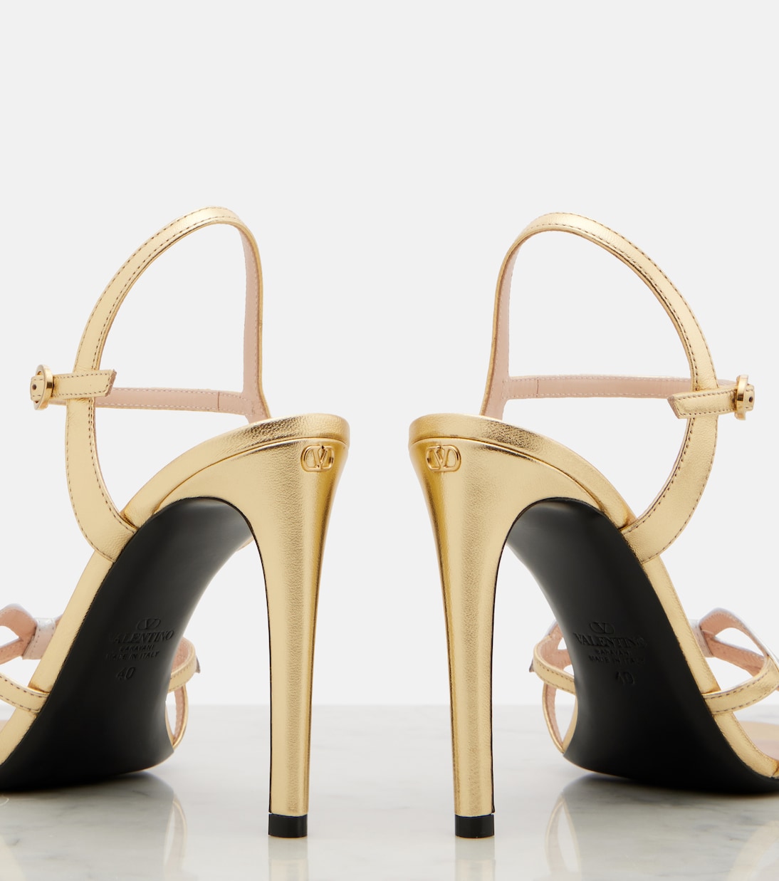 Bow metallic leather sandals  | Valentino Garavani