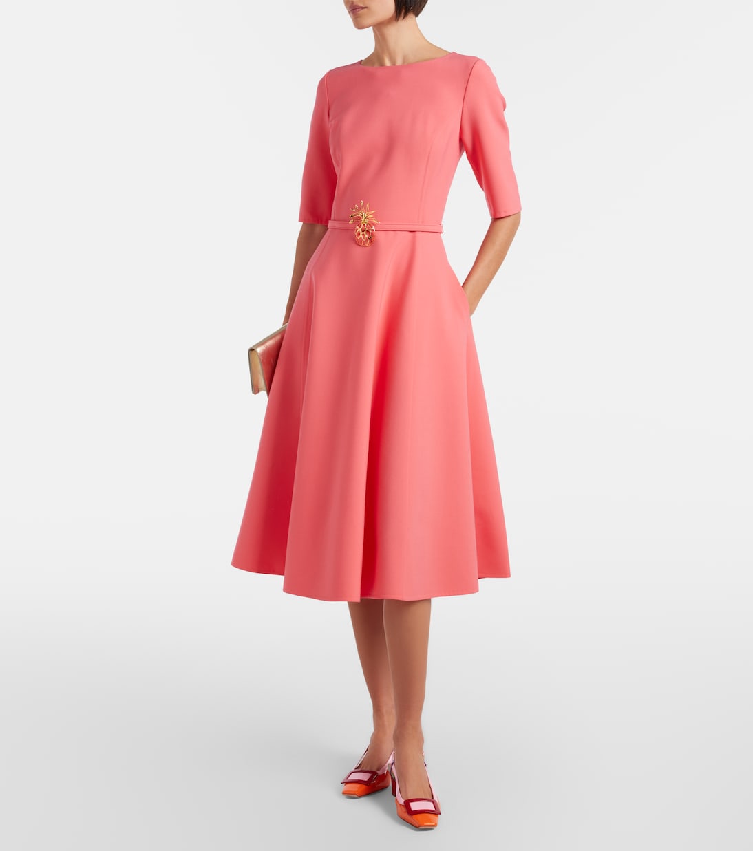 Belted wool-blend midi dress | Oscar de la Renta