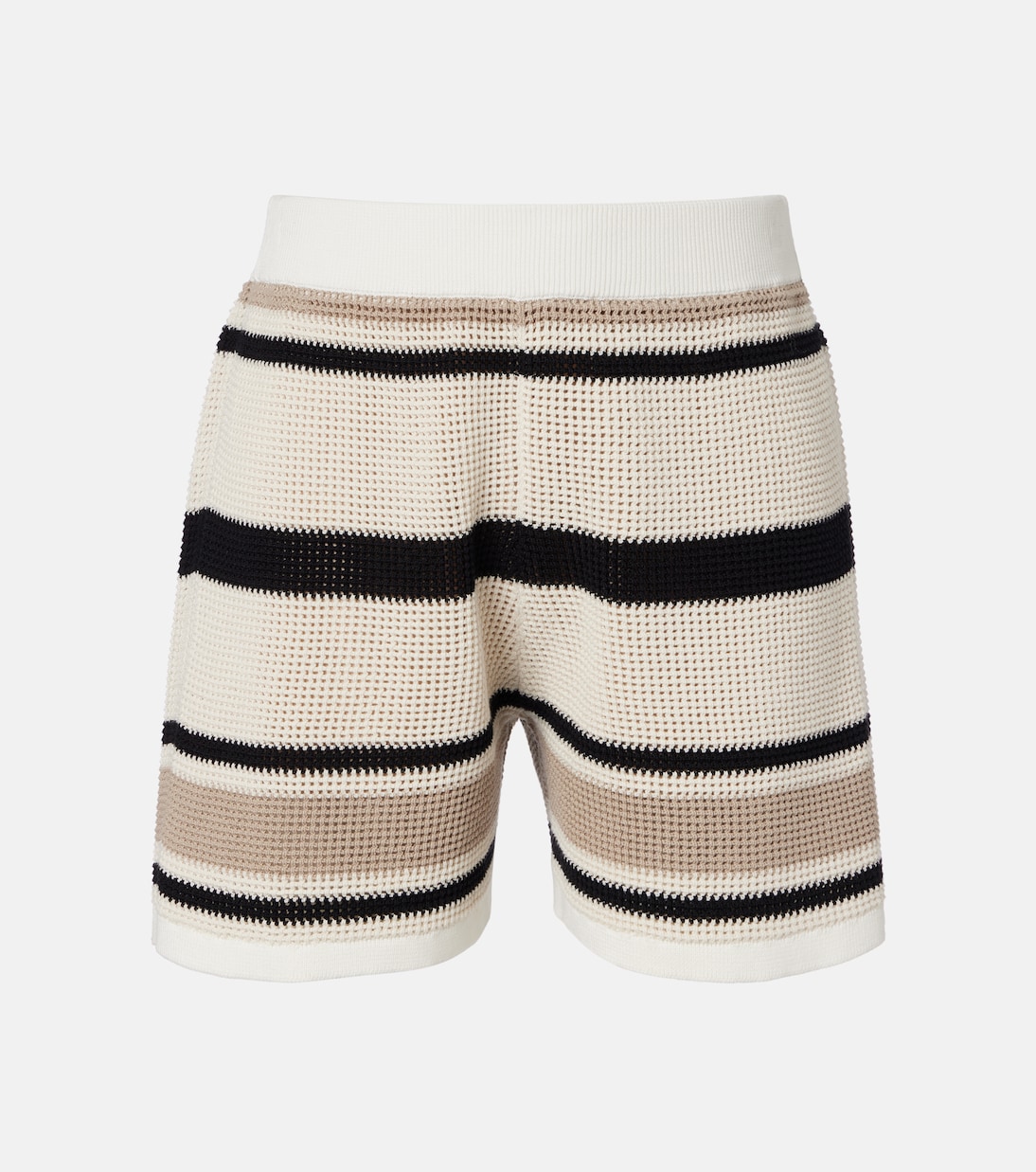 Shorts calados de algodón a rayas | Brunello Cucinelli