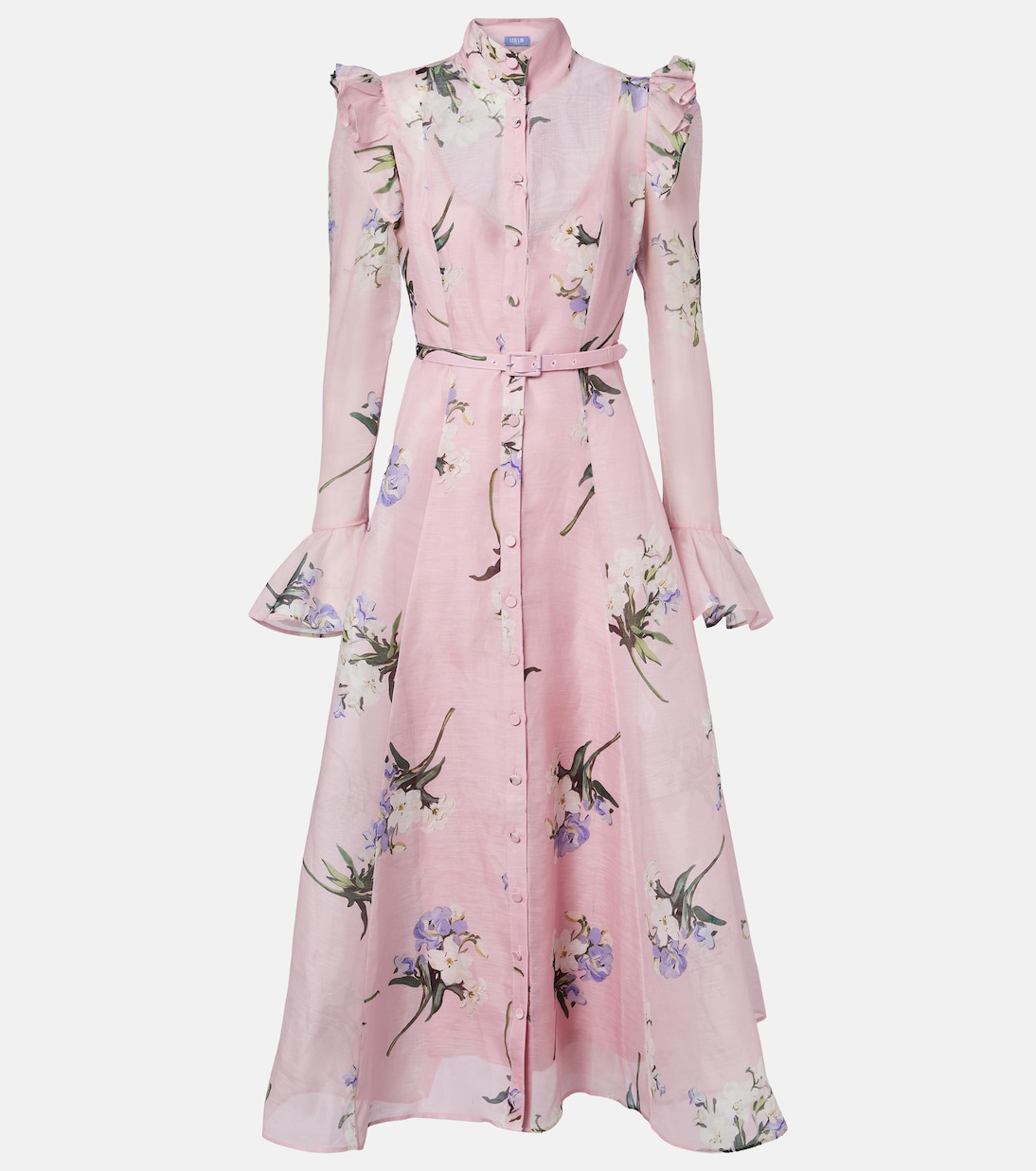 Katrina floral linen and silk midi dress | Leo Lin