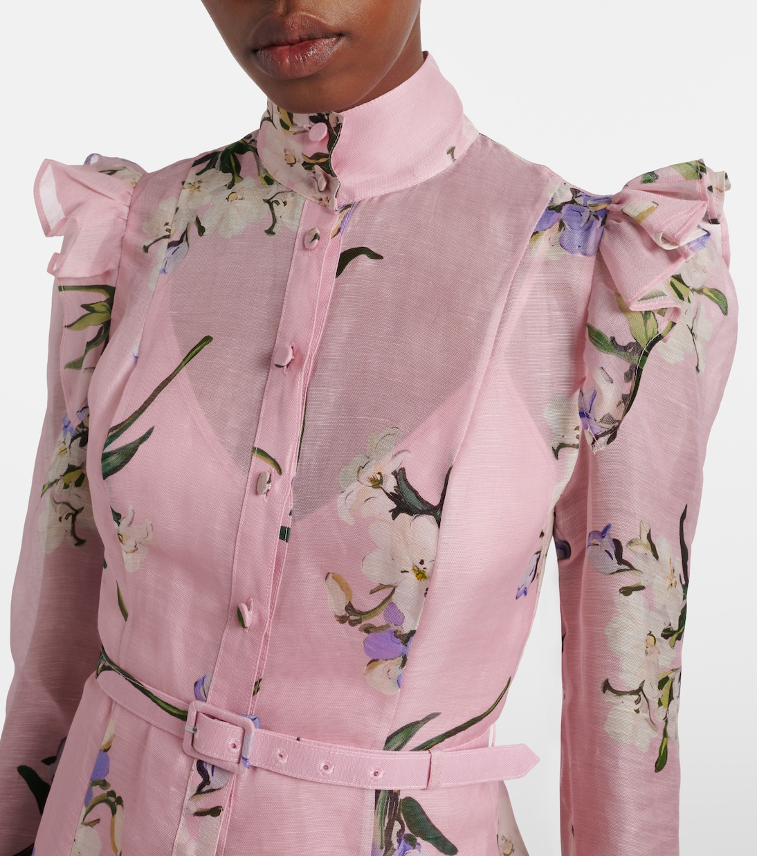 Katrina floral linen and silk midi dress | Leo Lin