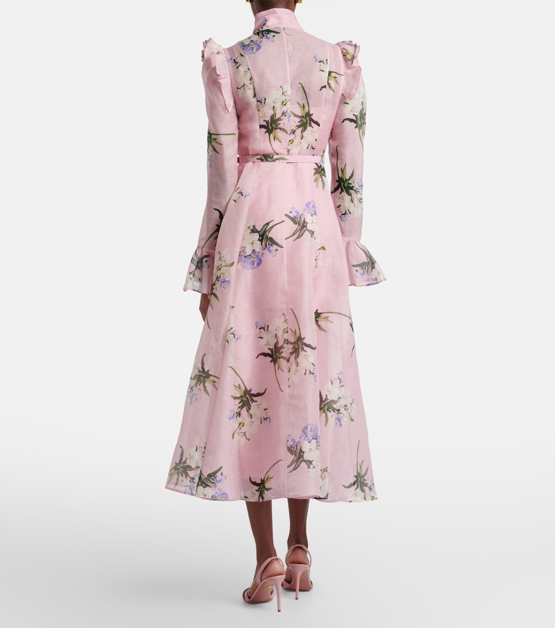 Katrina floral linen and silk midi dress | Leo Lin