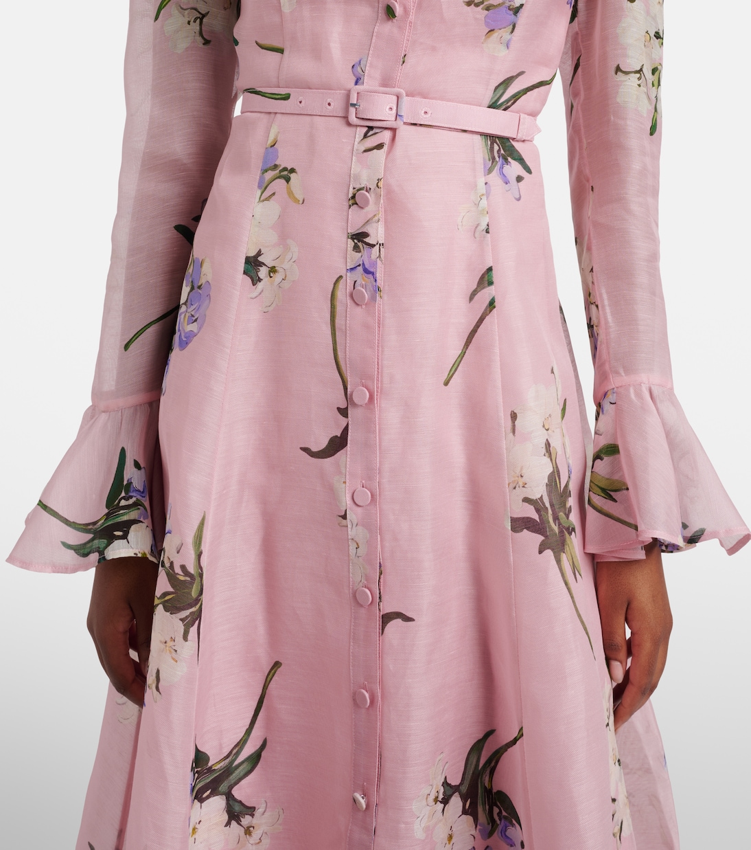 Katrina floral linen and silk midi dress | Leo Lin