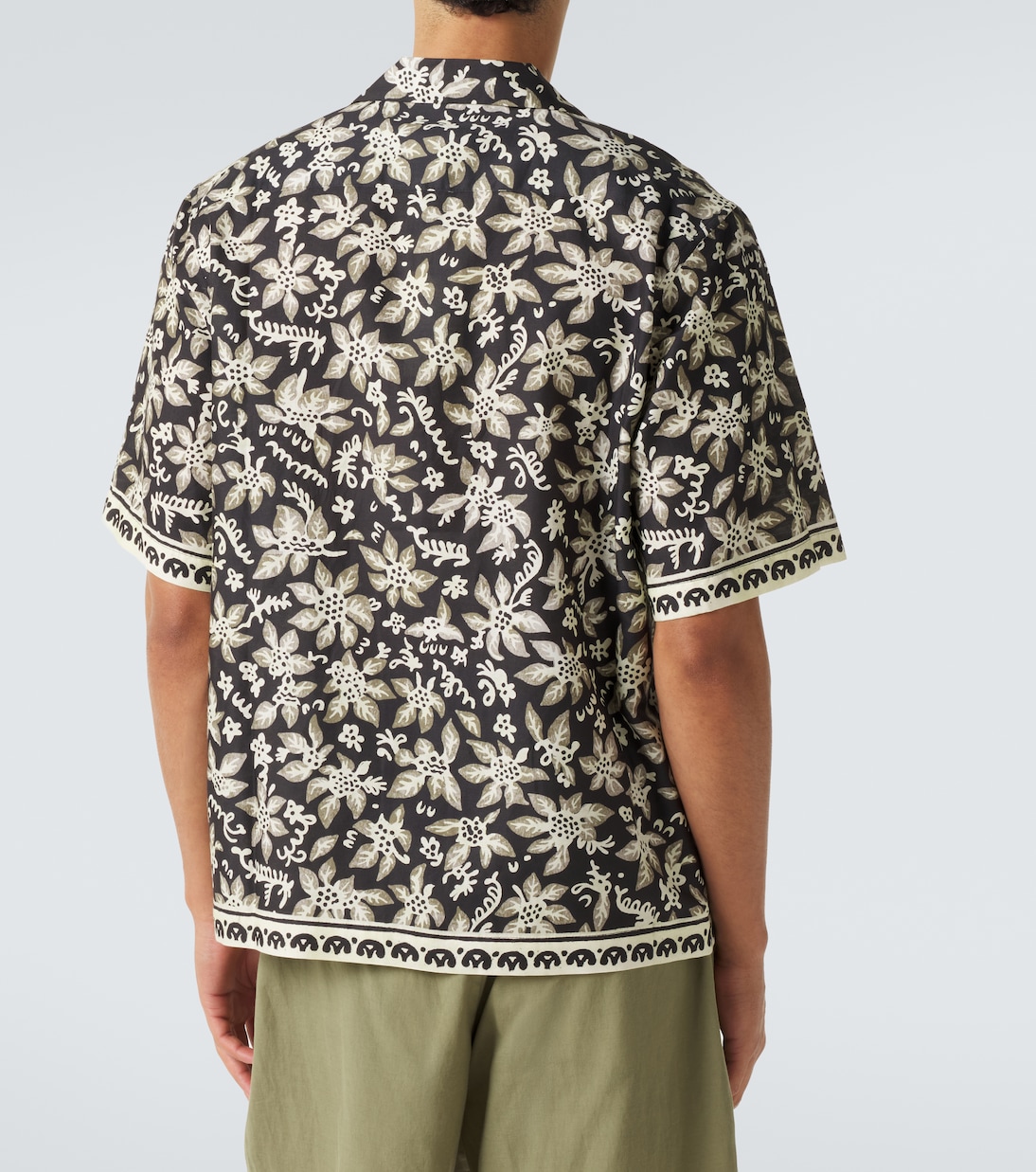 Printed cotton and silk bowling shirt | Commas