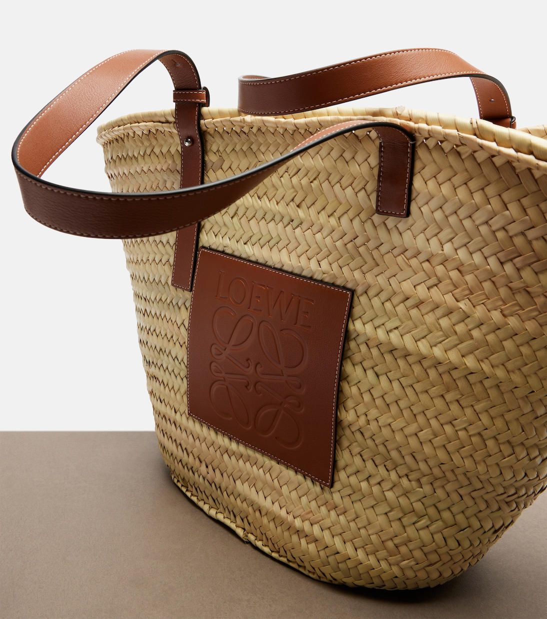 Large leather-trimmed basket tote | Loewe