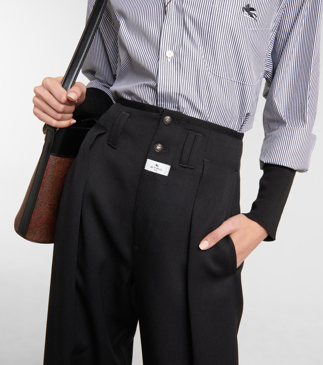 Weite High-Rise-Hose aus Wolle | Etro