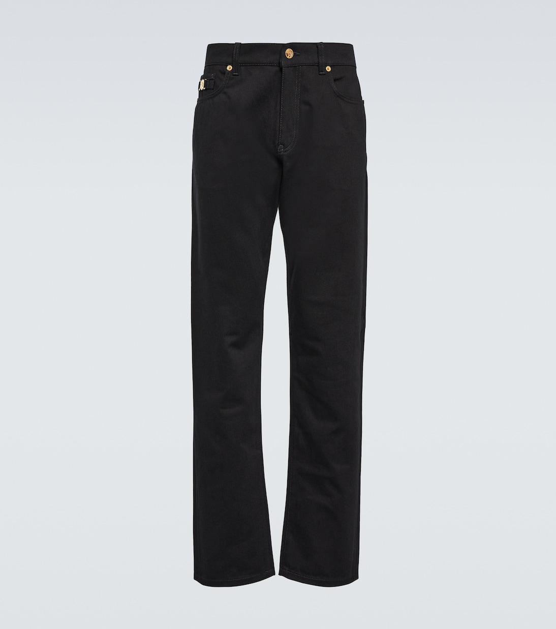 Embellished mid-rise straight jeans | Versace