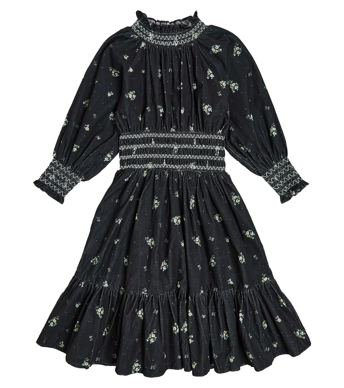 Kara floral shirred corduroy dress | C'era Una Volta