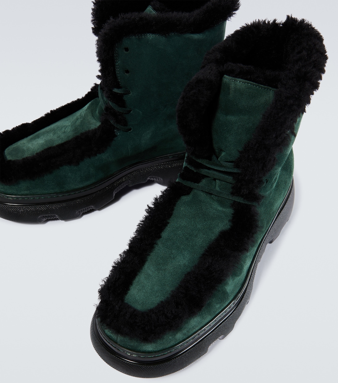 Shearling-trimmed suede ankle boots | Burberry