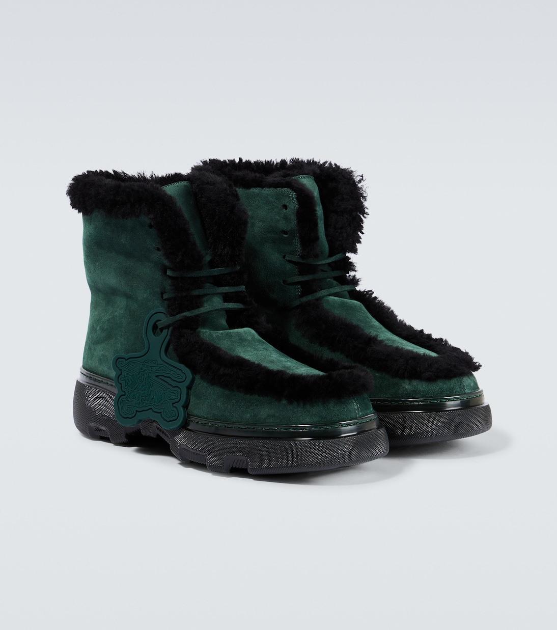 Shearling-trimmed suede ankle boots | Burberry