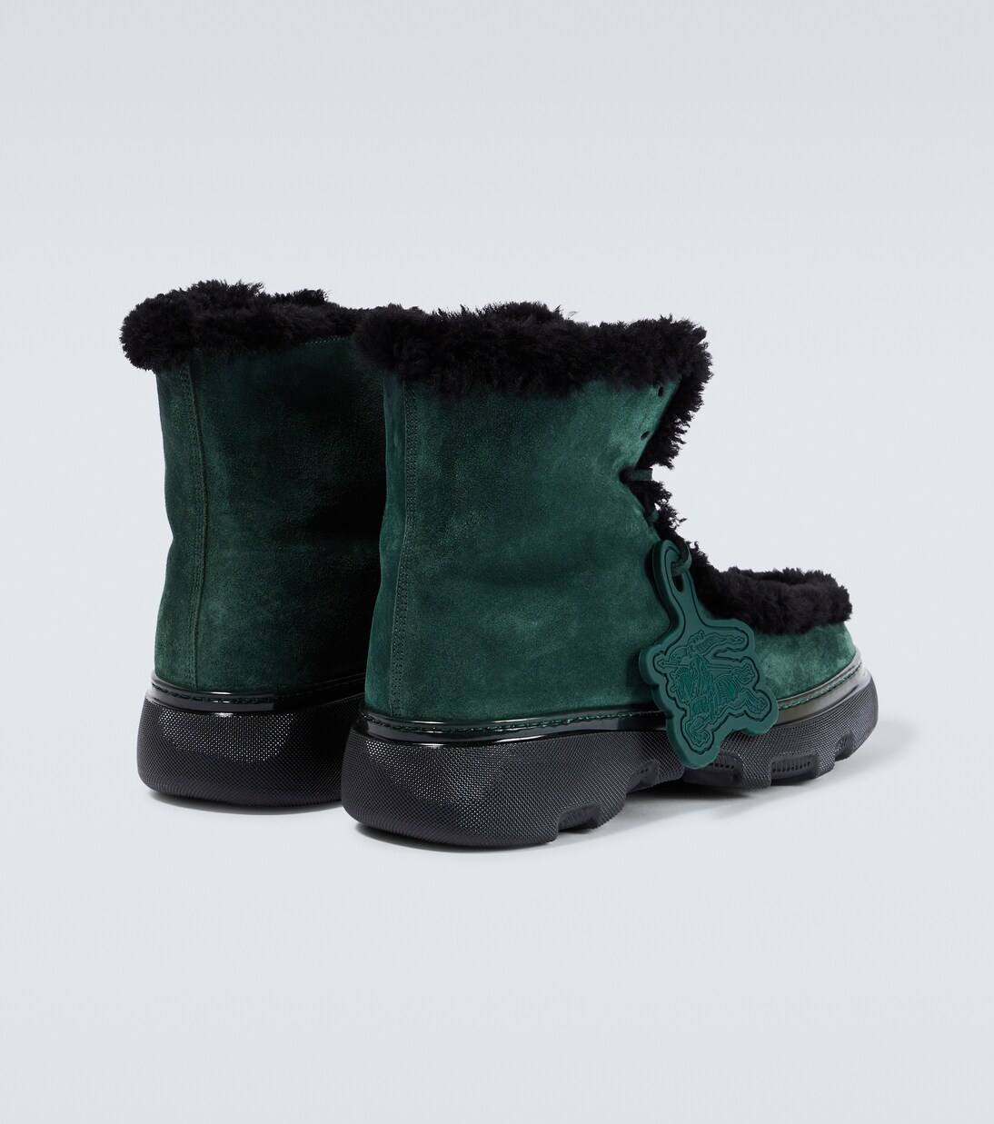 Shearling-trimmed suede ankle boots | Burberry
