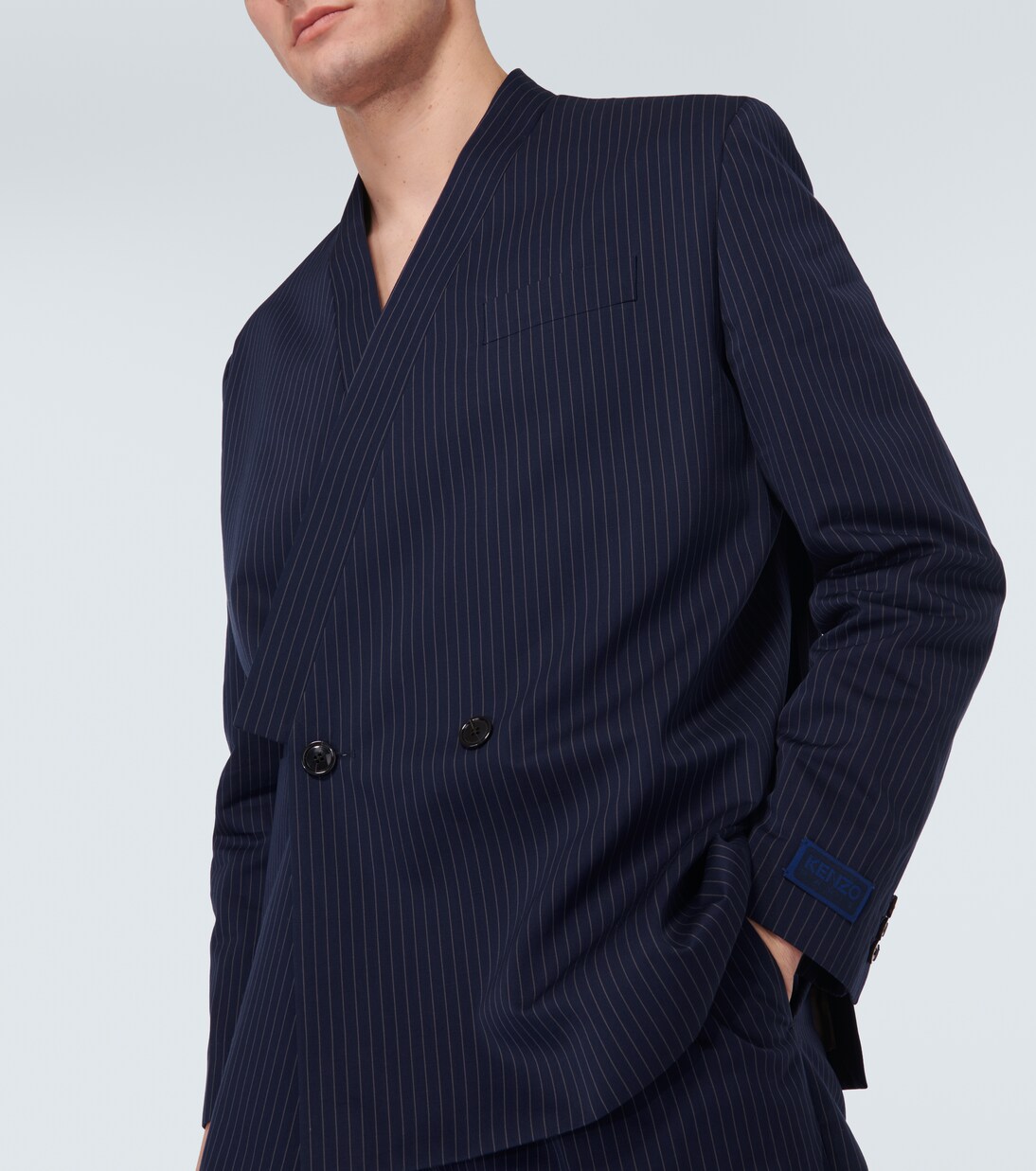 Pinstripe cotton and linen jacket | Kenzo