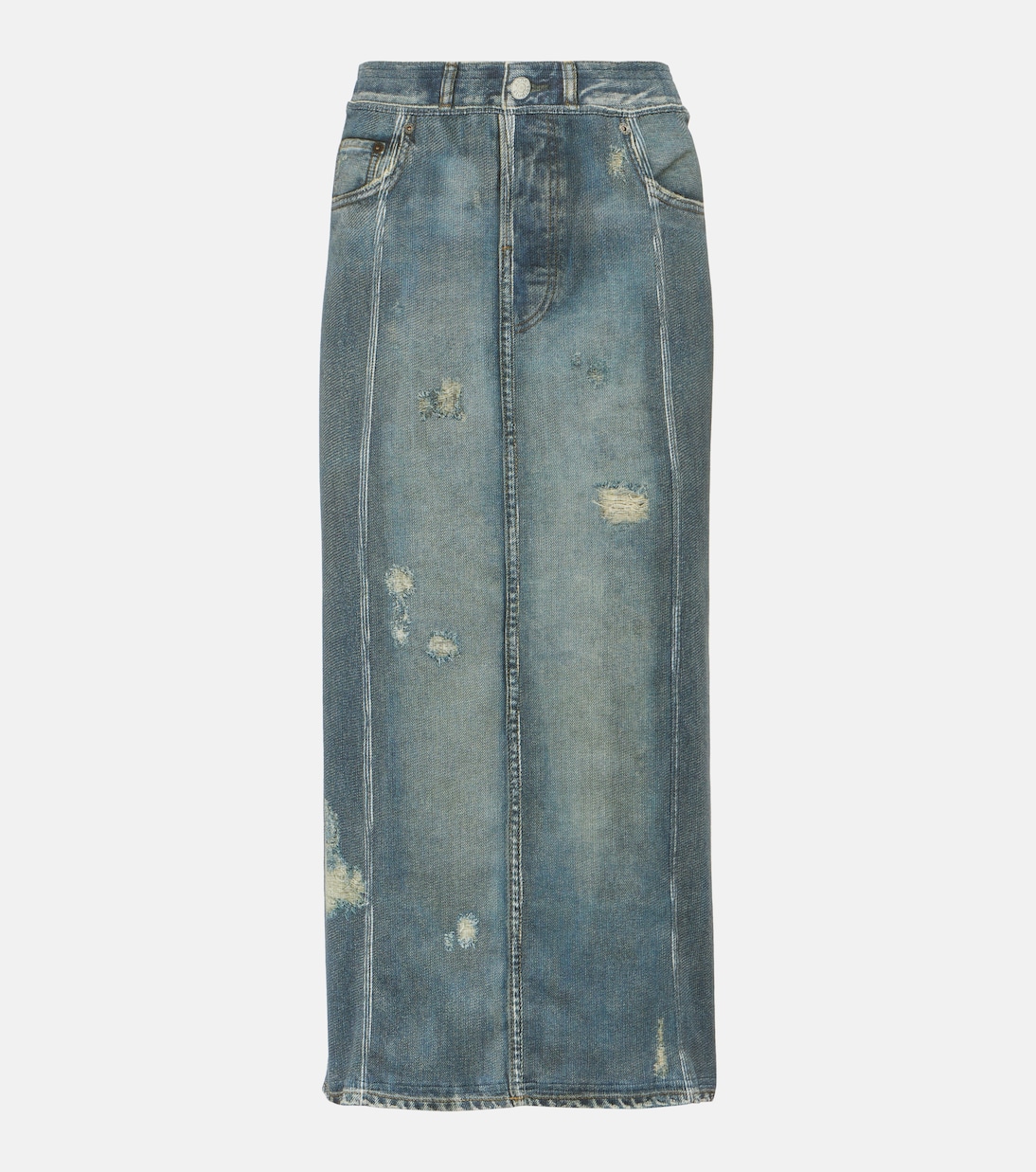Mid-rise printed denim midi skirt | Acne Studios