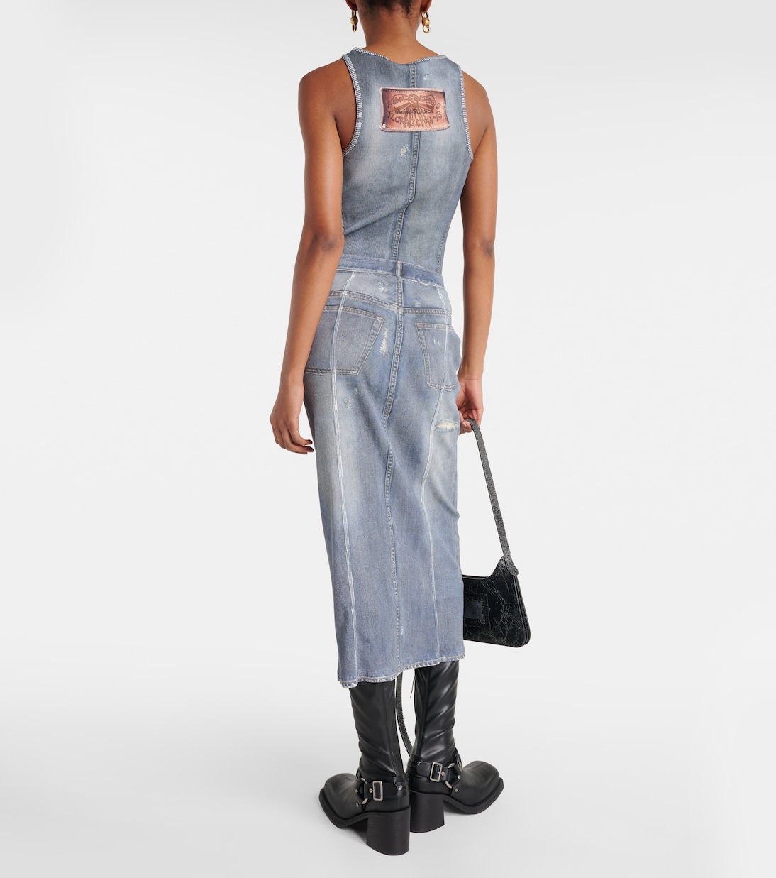 Mid-rise printed denim midi skirt | Acne Studios