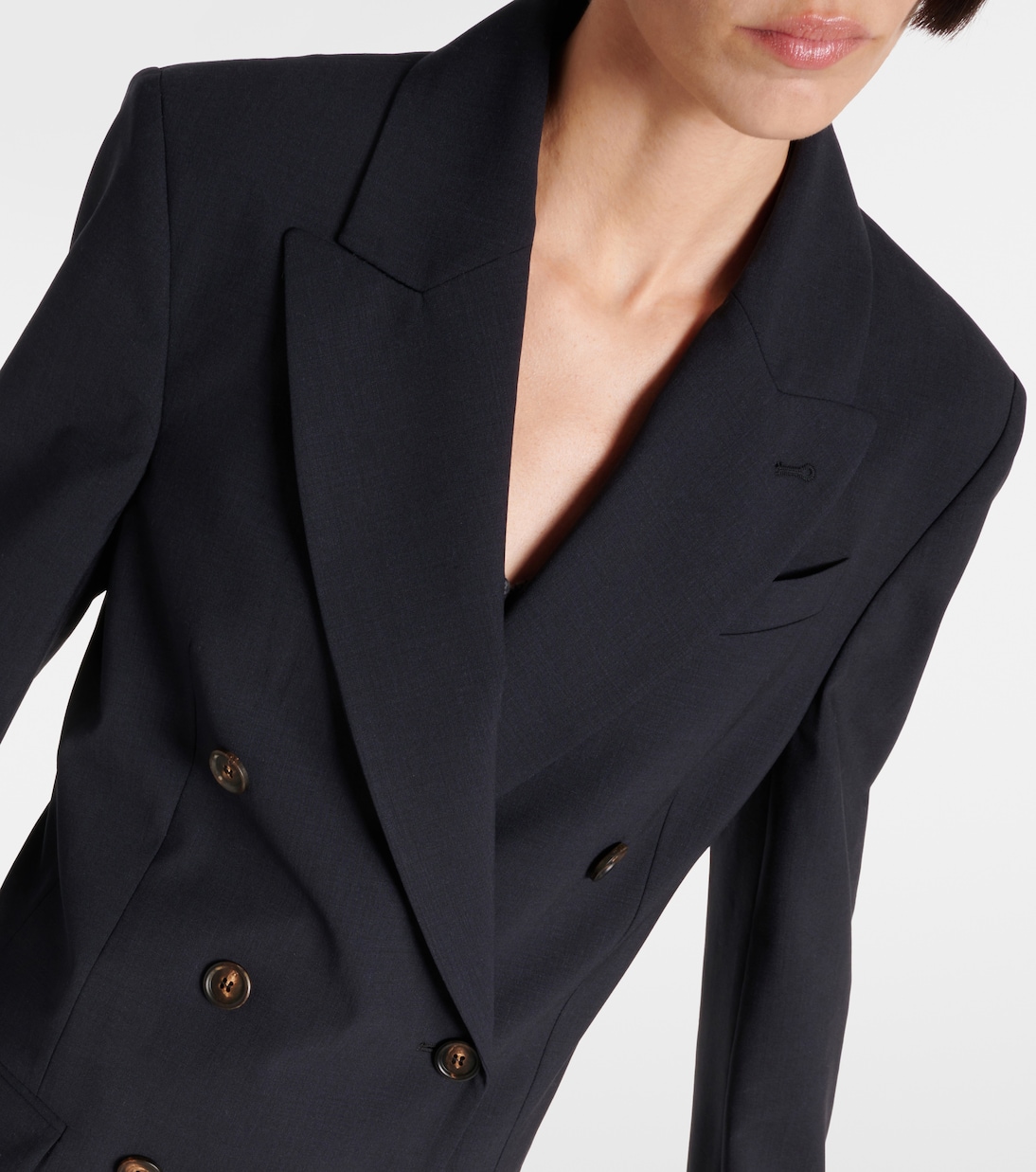 Double-breasted wool-blend blazer | Brunello Cucinelli